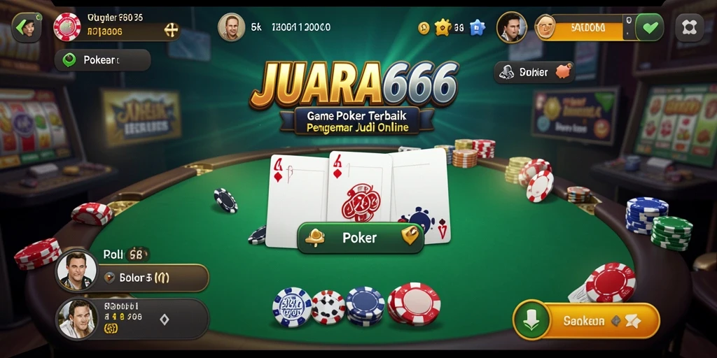 Tampilan permainan poker yang mendebarkan di JUARA666.