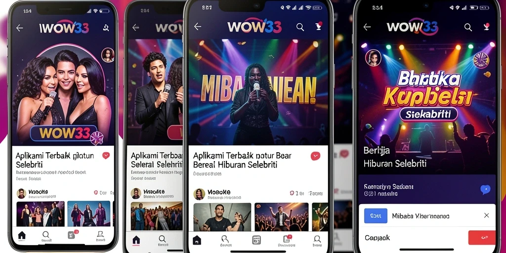 Antarmuka WOW33 dengan tampilan berita hiburan selebriti yang menarik.